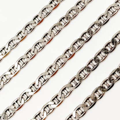 Y77OX. Oxidized Sterling Silver Flat Marina Chain