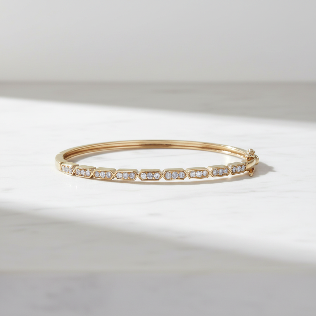 BNI68680. 14K Solid Gold Diamond Bangle