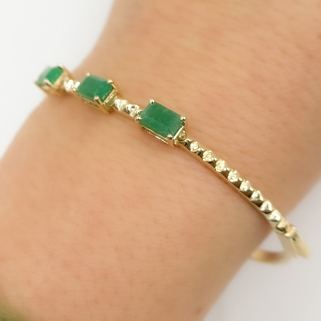 CB96494. 14K Solid Gold Gemstone Bangle