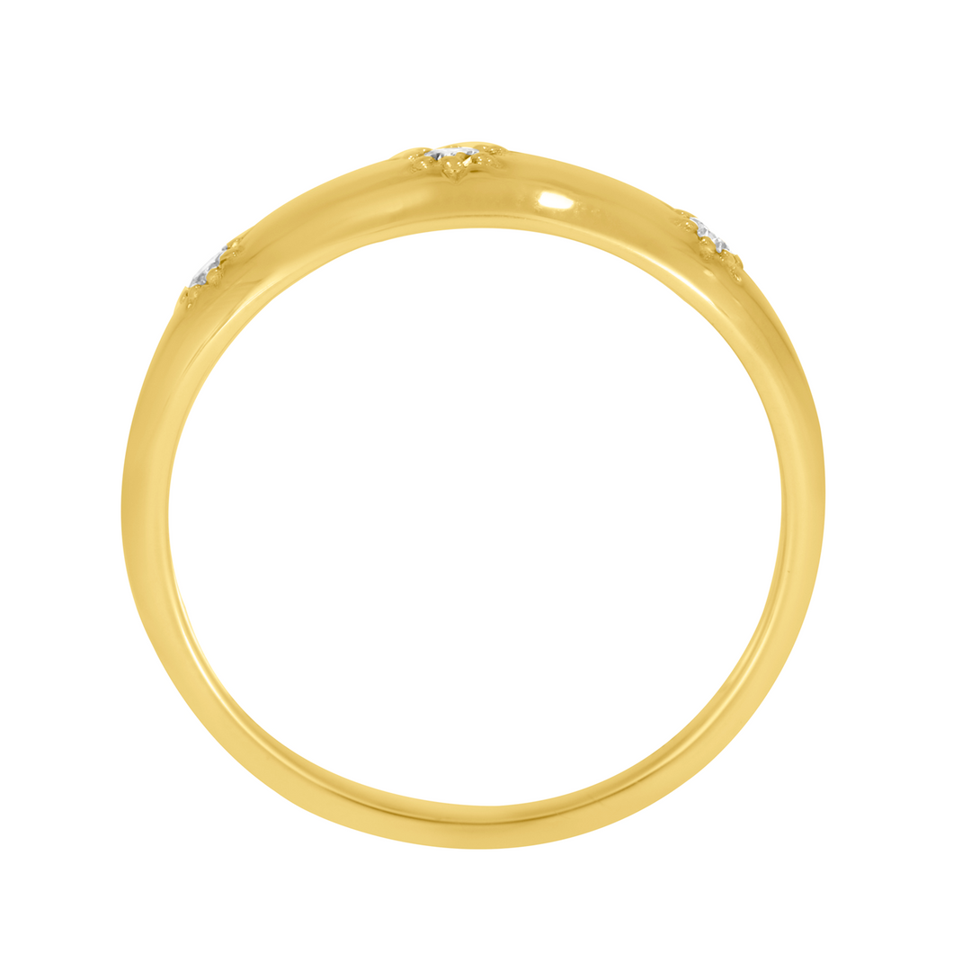 RAB01578. 14K Solid Yellow Gold Diamond Stars Ring