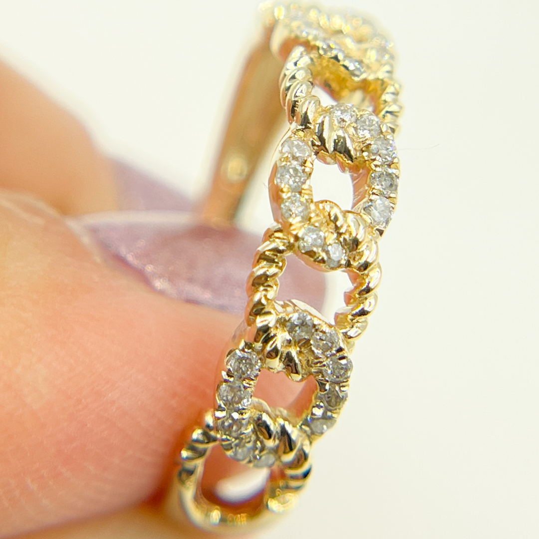 14K Solid Gold Chain Diamond Ring. RAC01182