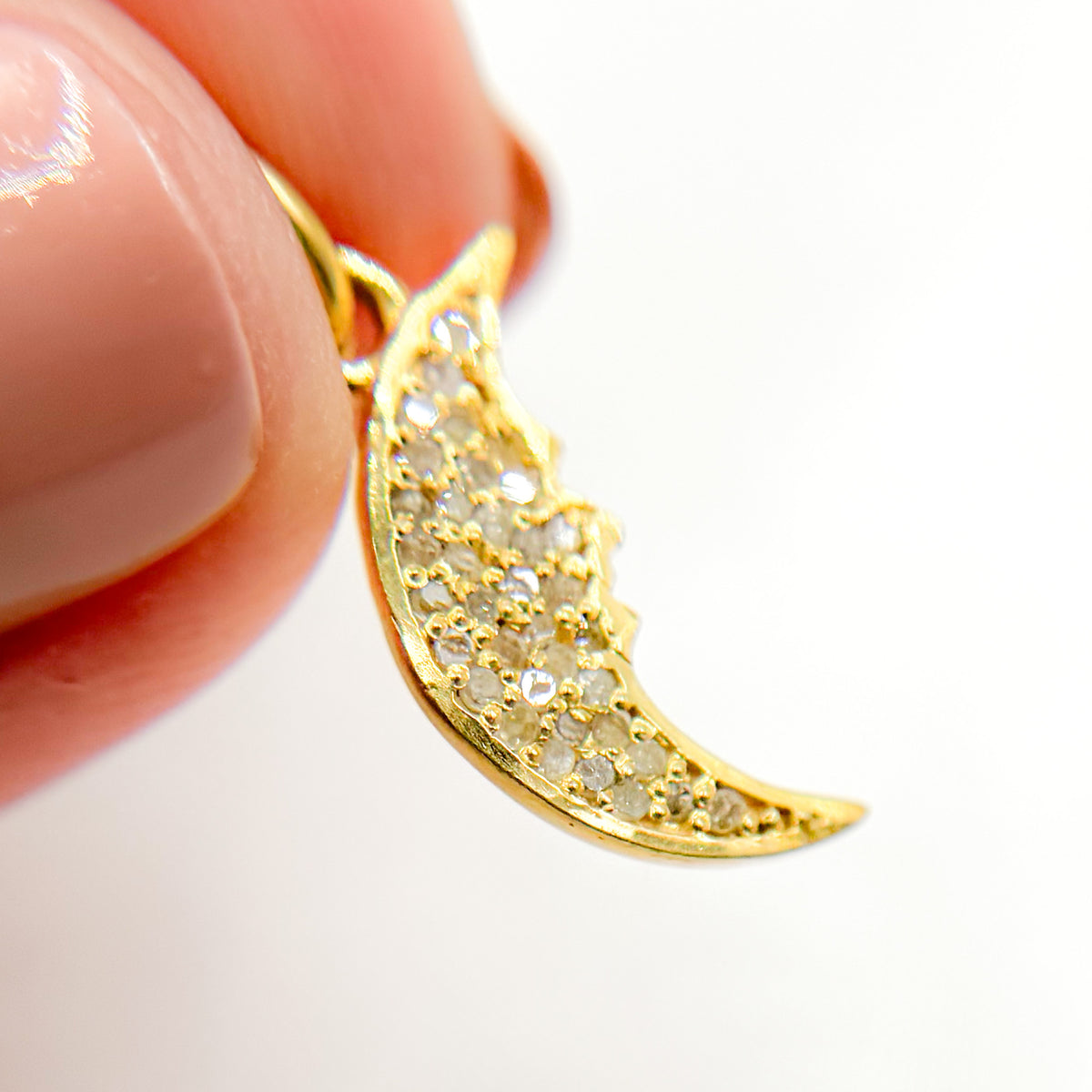 Shop Now Diamond Sterling Silver Moon Charm