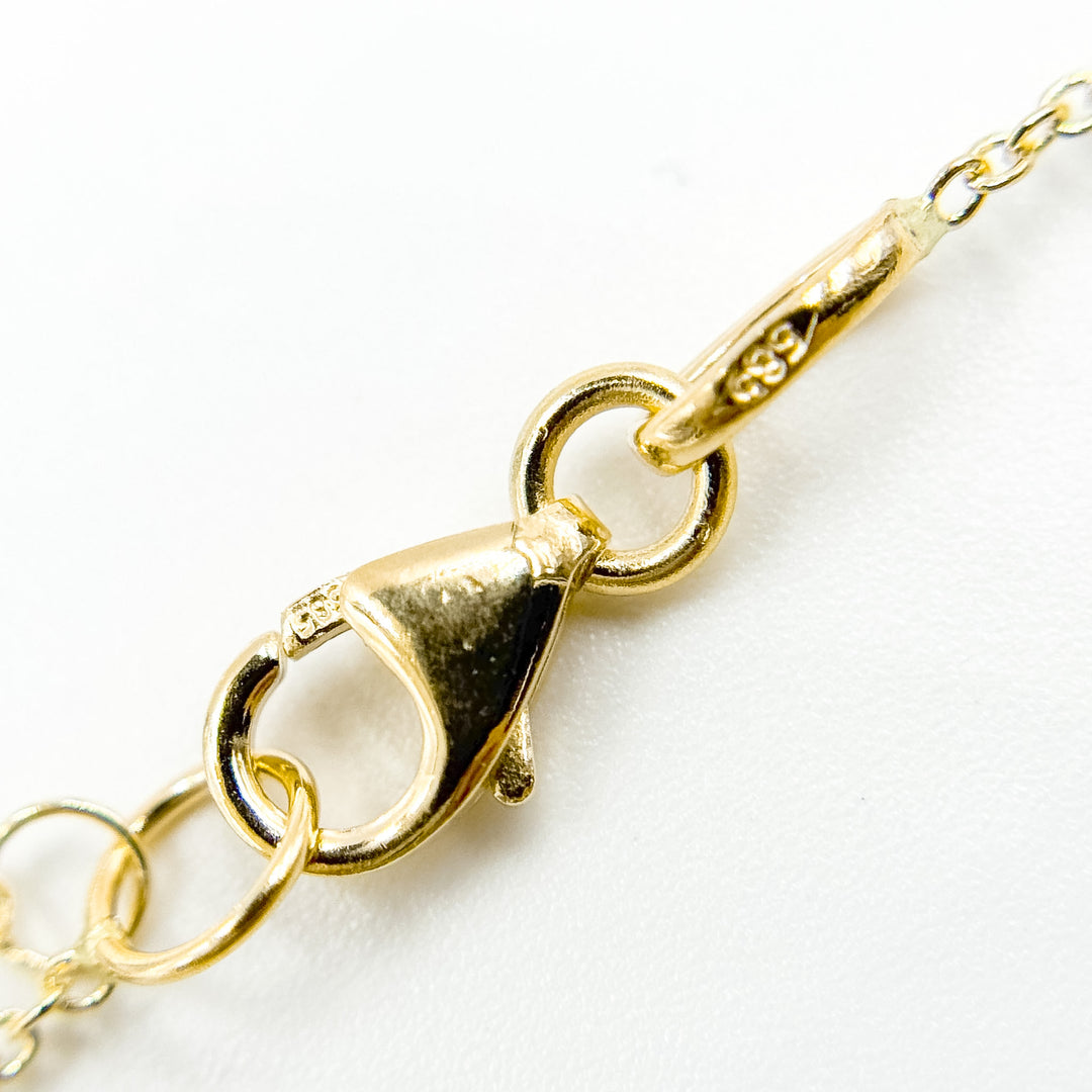 NKSET418. 14k Solid Yellow Gold Heart Link Necklace
