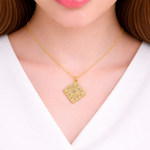 Load image into Gallery viewer, GDP281. 14K Solid Gold Square Pendant with Diamonds