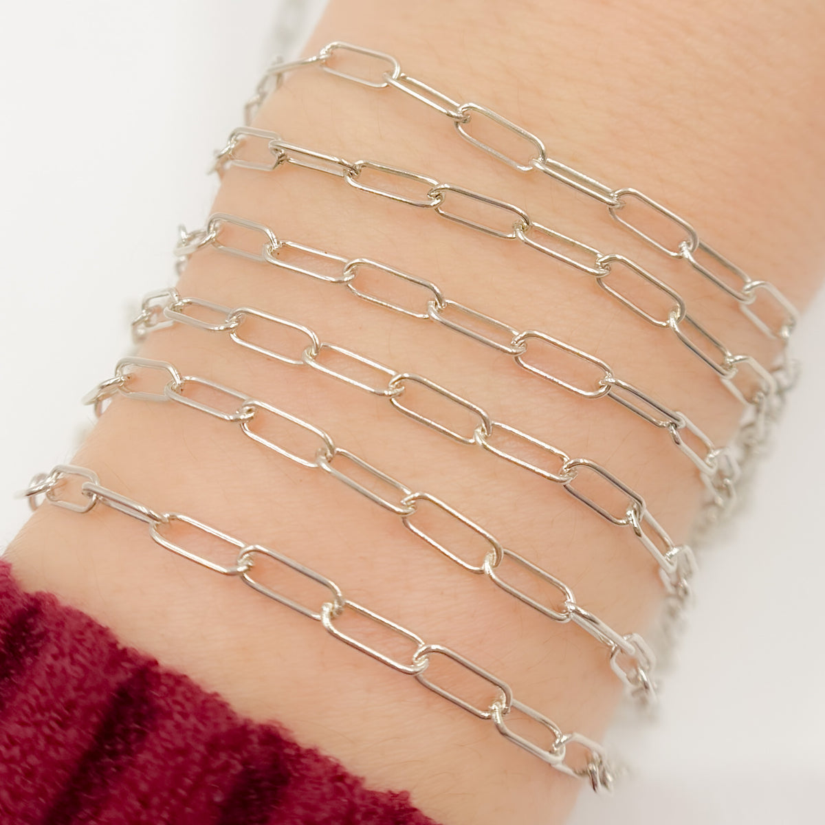 Oxidized Sterling Silver Round Paperclip Necklace