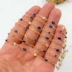 Load image into Gallery viewer, V295BLGF. 14K Gold Filled Blue Color Enamel with Paperclip and Diamond Cut Marina Links