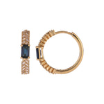 Load image into Gallery viewer, EHF57596. 14K Solid Gold Diamond and Gemstone Fancy Hoop Earrings