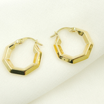 Load image into Gallery viewer, GER132. 14K Solid Gold Hexagon Hoop
