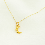 Load image into Gallery viewer, 14K Gold with Diamonds Moon Shape Charm.  GDP297
