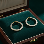 Load image into Gallery viewer, GER40. 14K Yellow and White Gold Earrings Round Shape Hoop with Texture