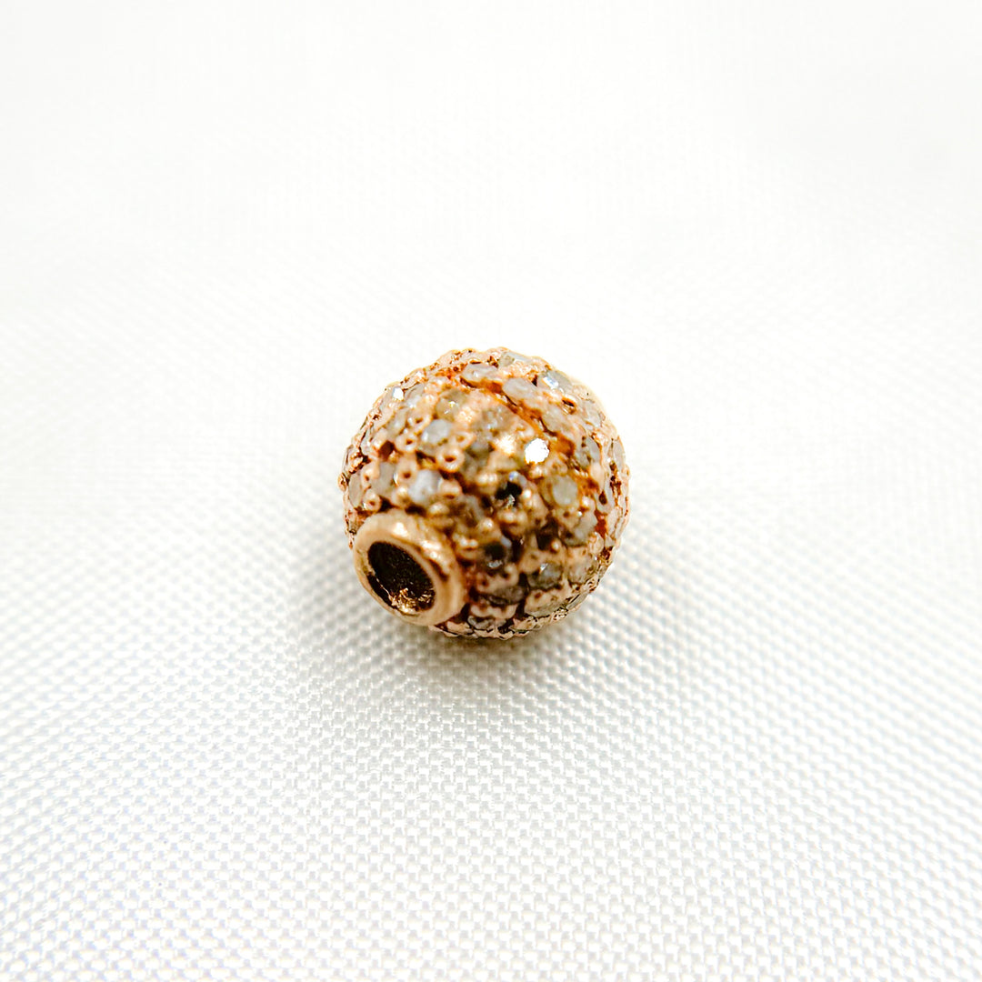 DC811. Diamond Sterling Silver Round Bead