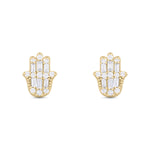 Load image into Gallery viewer, ER421148. 14K Solid Gold Diamond Hamsa Hand Studs
