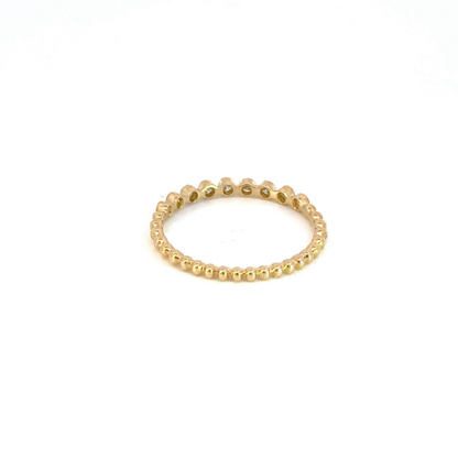 14k Solid Gold Diamond Bead Ring.