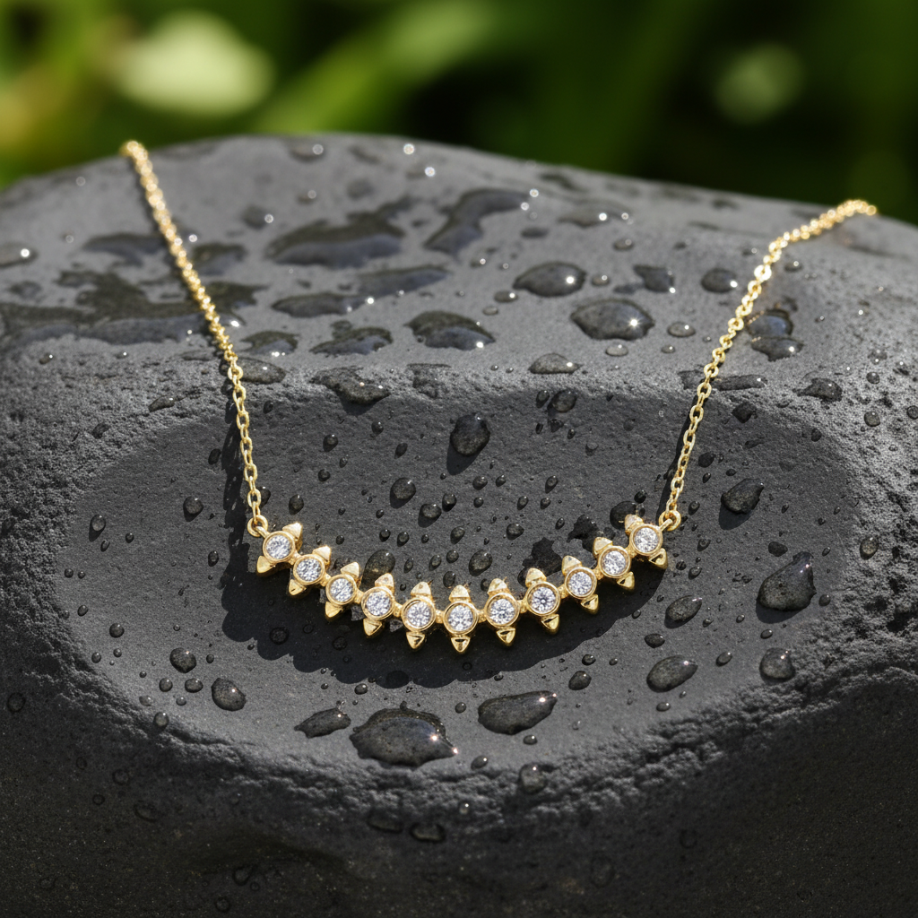 NFE72373. 14K Solid Gold Diamond Necklace