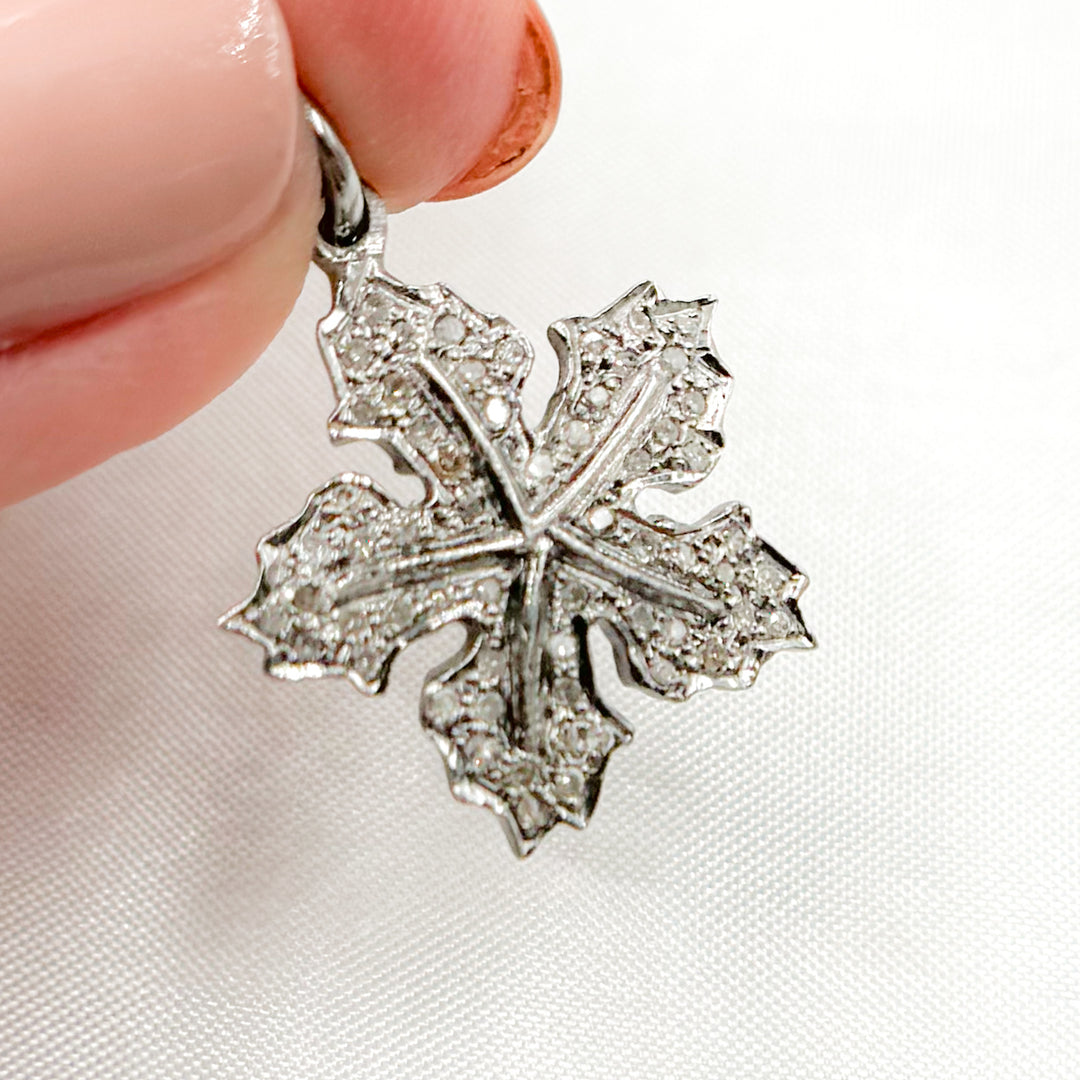 DC442. Diamond Sterling Silver Leaf Pendant