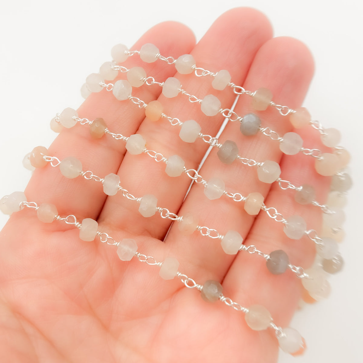 Moonstone Sterling Silver Wire Chain
