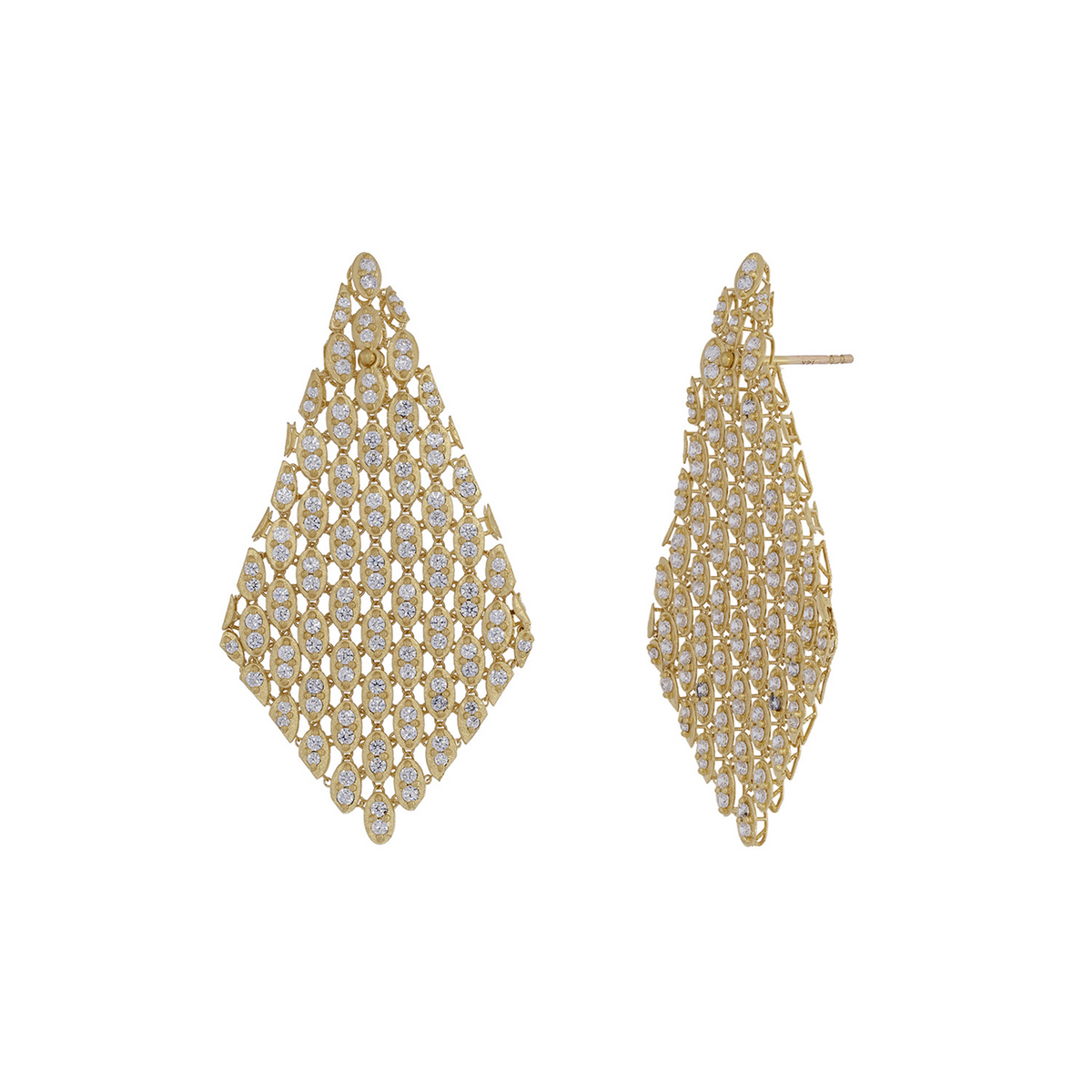 EFQ54094.14K Solid Gold Mesh Earrings with Diamonds