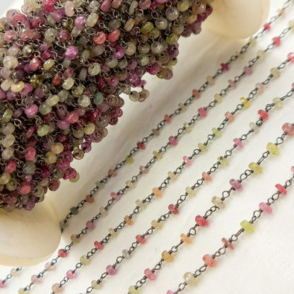 MSA39. Multi Sapphire Oxidized Wire Chain