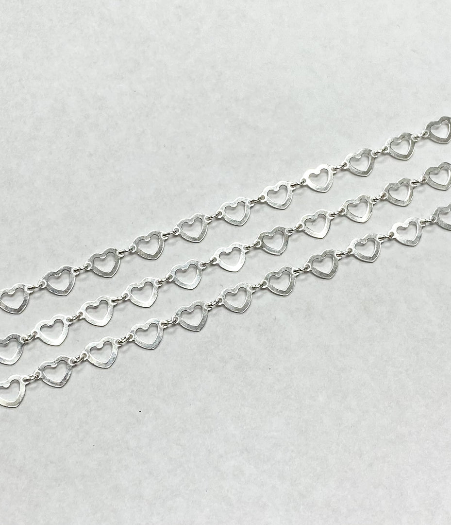 925 Sterling Silver Open Heart Shape Link Chain. V132SS