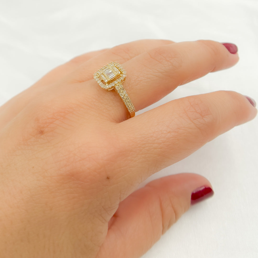 14K Gold Diamond Square Ring. TJ0005