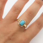 Load image into Gallery viewer, CR97176TQ7X5. 14K Solid Gold Diamond and Turquoise Ring