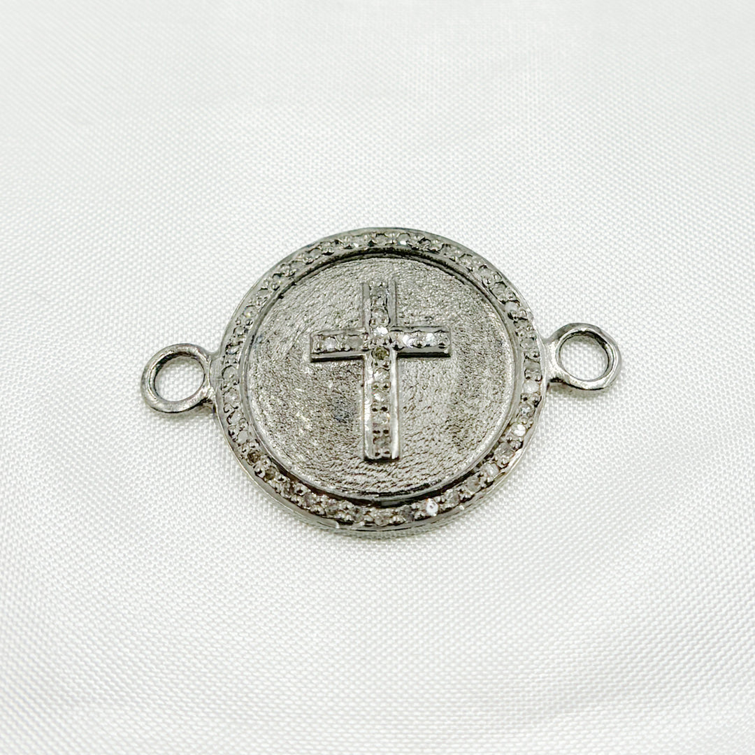 DC548. Diamond Sterling Silver Round Cross Connector