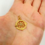 Load image into Gallery viewer, 14K Solid Gold Circle Pendant with Diamonds. GDP288
