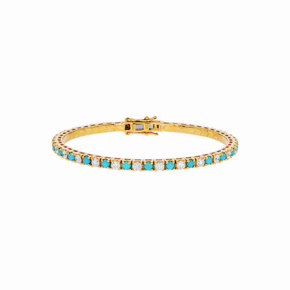 BTM68424TQO1. 14K Solid Yellow Gold Diamond and Turquoise Bangle