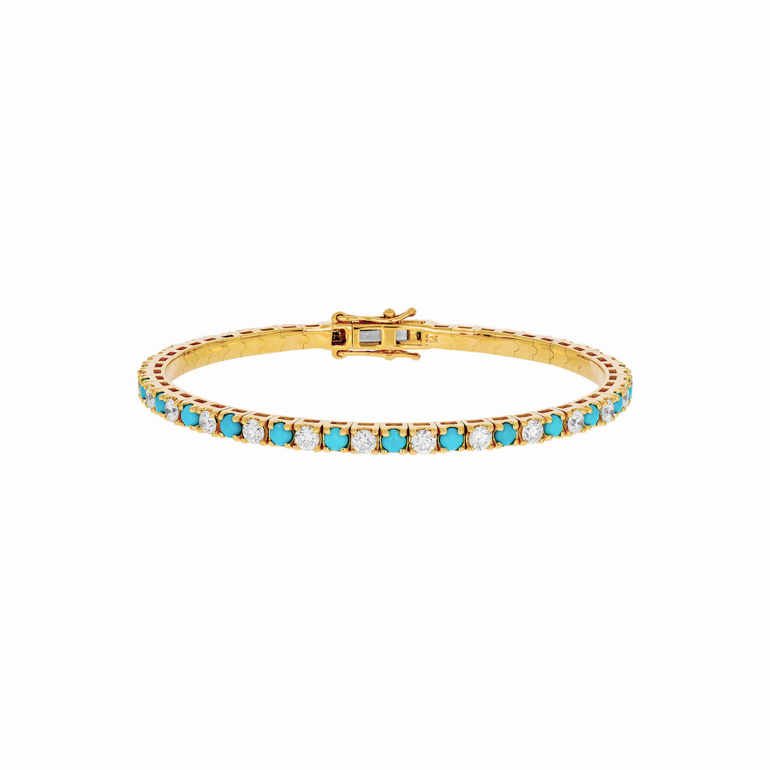 BTM68424TQO1. 14K Solid Yellow Gold Diamond and Turquoise Bangle