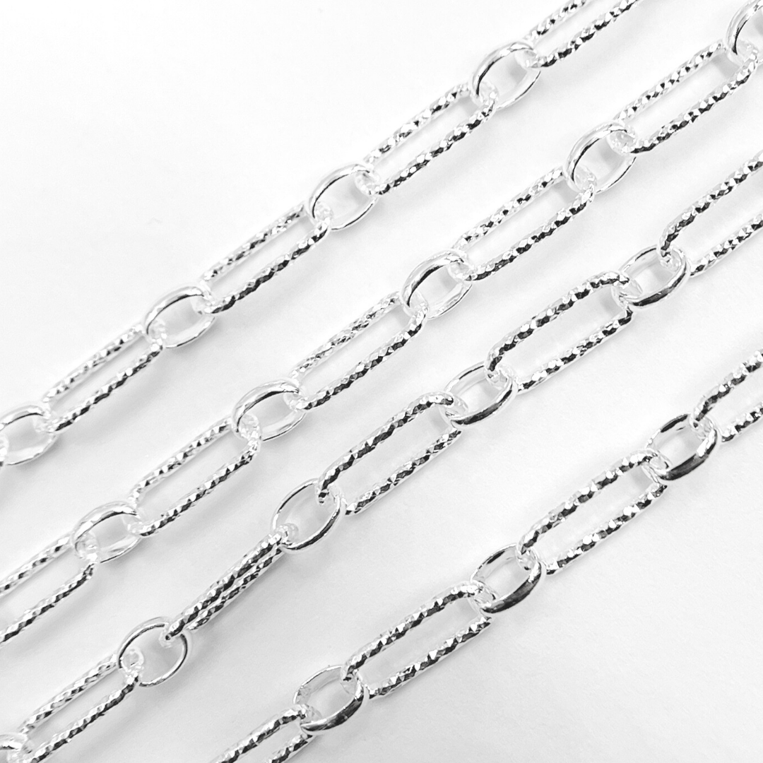 Sterling Silver Diamond Cut Paperclip Chains
