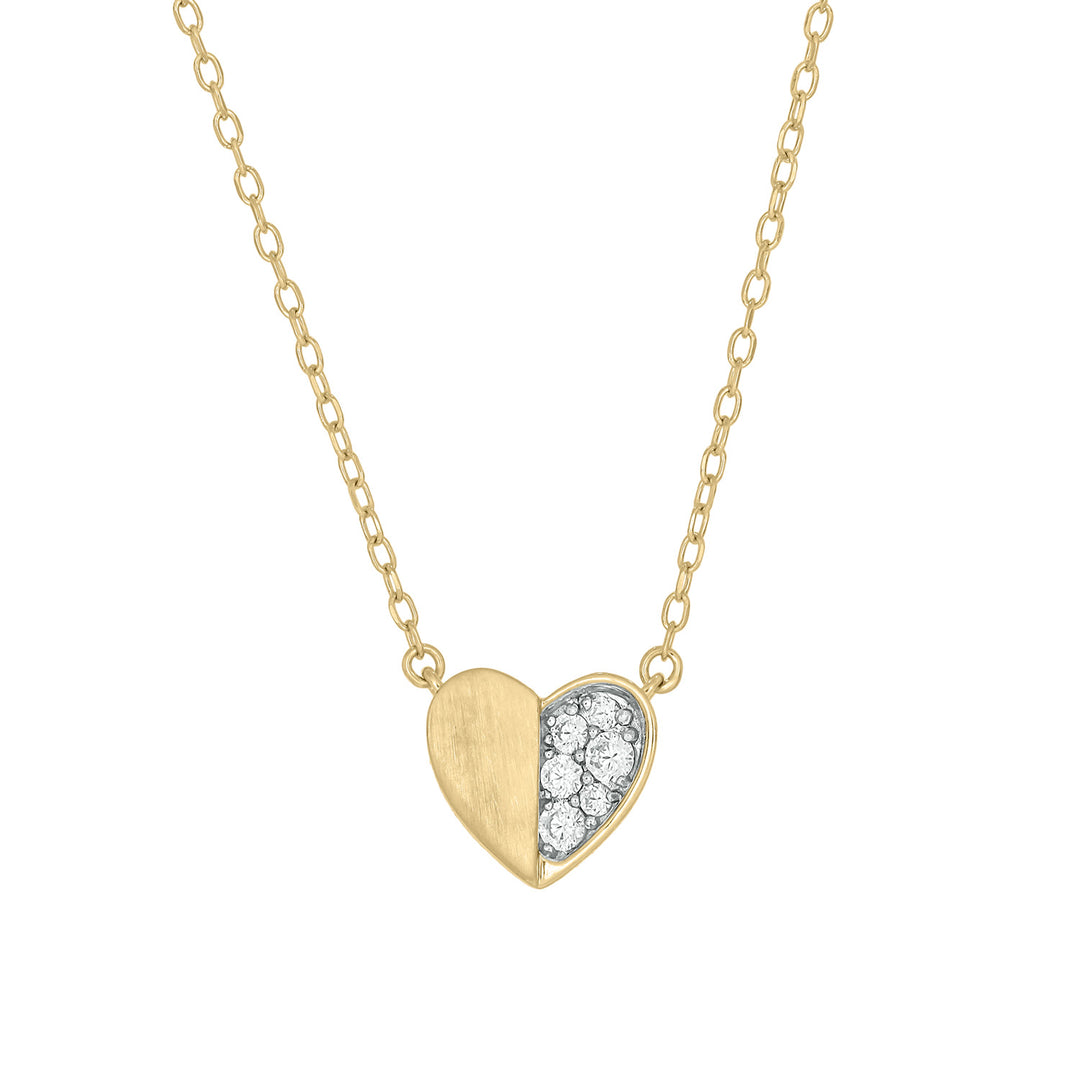 NFB72397. 14K Solid Gold Diamond Heart Necklace