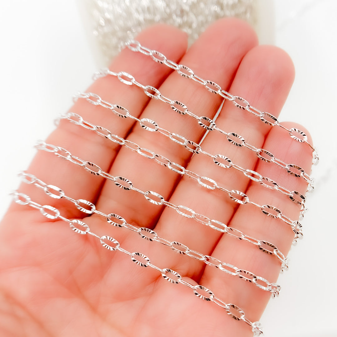 Z17SS. Sterling Silver Diamond Cut Paperclip Chain