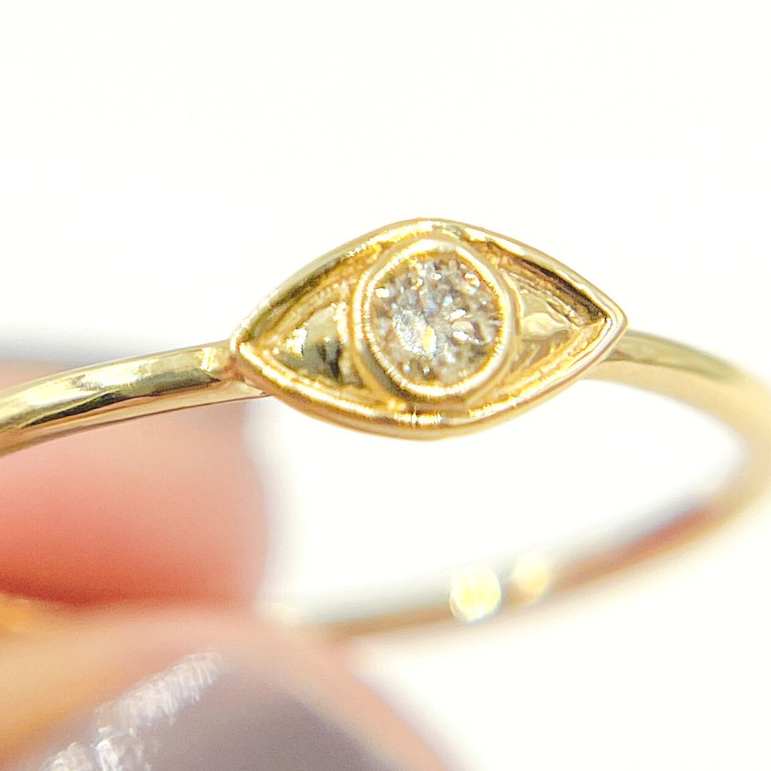 14K Solid Gold Eye Diamond Ring. RFA16970