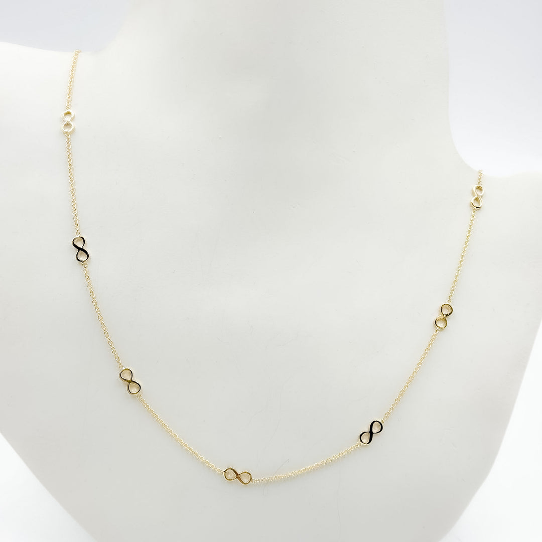 NKSET399. 14k Solid Yellow Gold Infinity Link Necklace