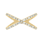 Load image into Gallery viewer, 14k Solid Gold Diamond Criss Cross Ring. RFF16001
