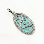 Load image into Gallery viewer, DP786A. Diamond Sterling Silver Oval Snake Enamel Pendant
