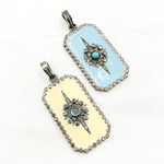 Load image into Gallery viewer, DP428A. Diamond Sterling Silver Rectangle Enamel Pendant with Gemstone
