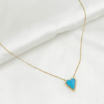 Load image into Gallery viewer, 14k Solid Gold Diamond and Turquoise Heart Necklace. CN96244TQ
