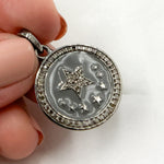 Load image into Gallery viewer, DP506A. Diamond Sterling Silver Star Round Enamel Pendant
