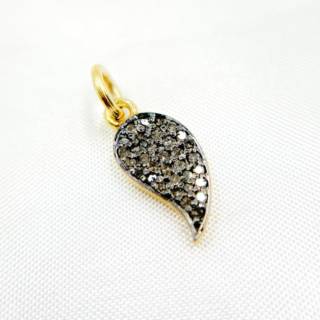 DC894. Diamond Sterling Silver Leaf Charm