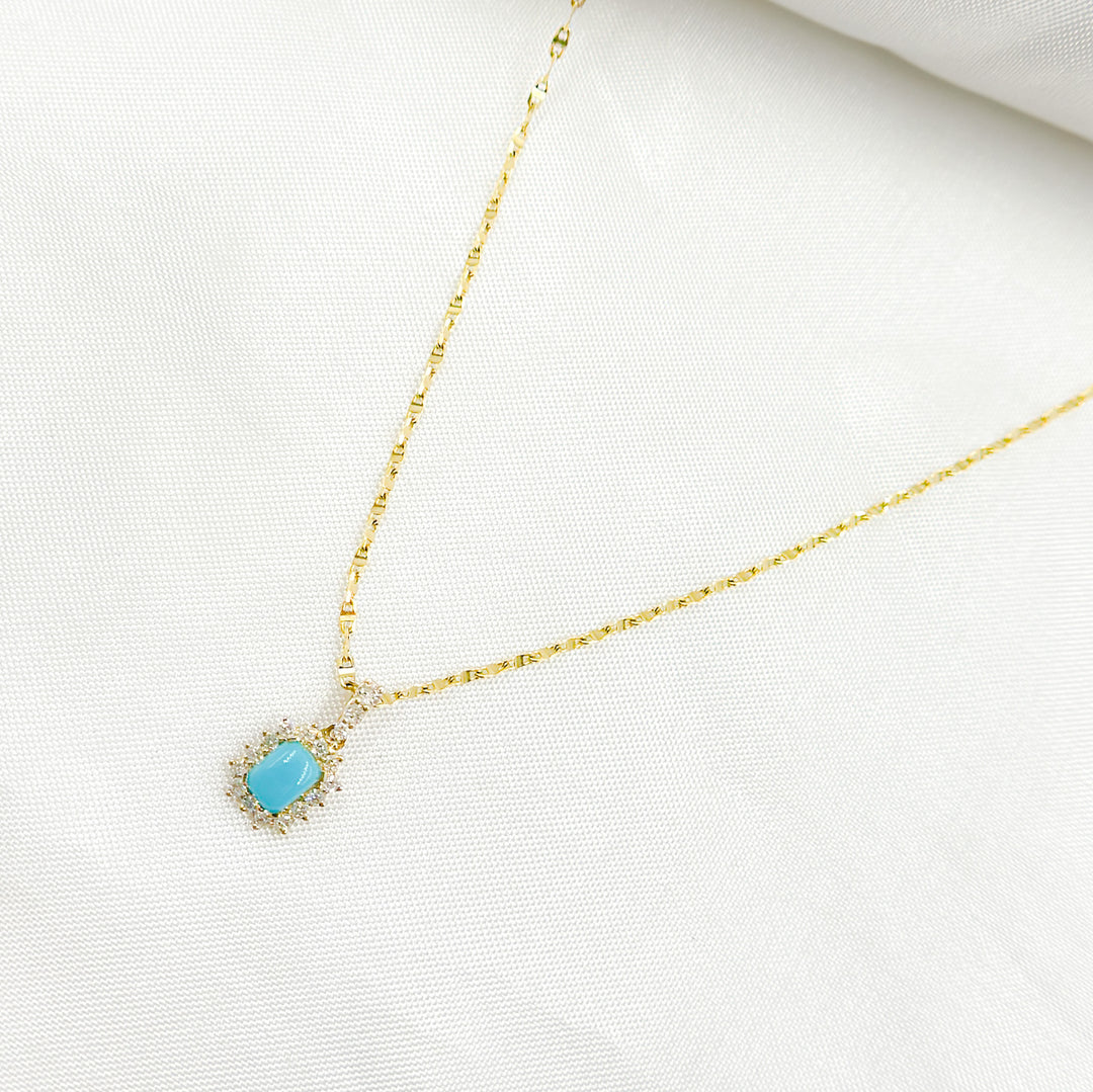 14k Solid Gold Diamond and Turquoise Charm. PN113006Y14TQ1