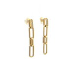 Load image into Gallery viewer, 14K Solid Gold and Diamonds Paper Clip Dangle Earrings. EFC51944
