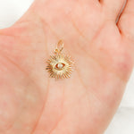 Load image into Gallery viewer, GDP167. 14K Solid Gold Diamond Eye Charm
