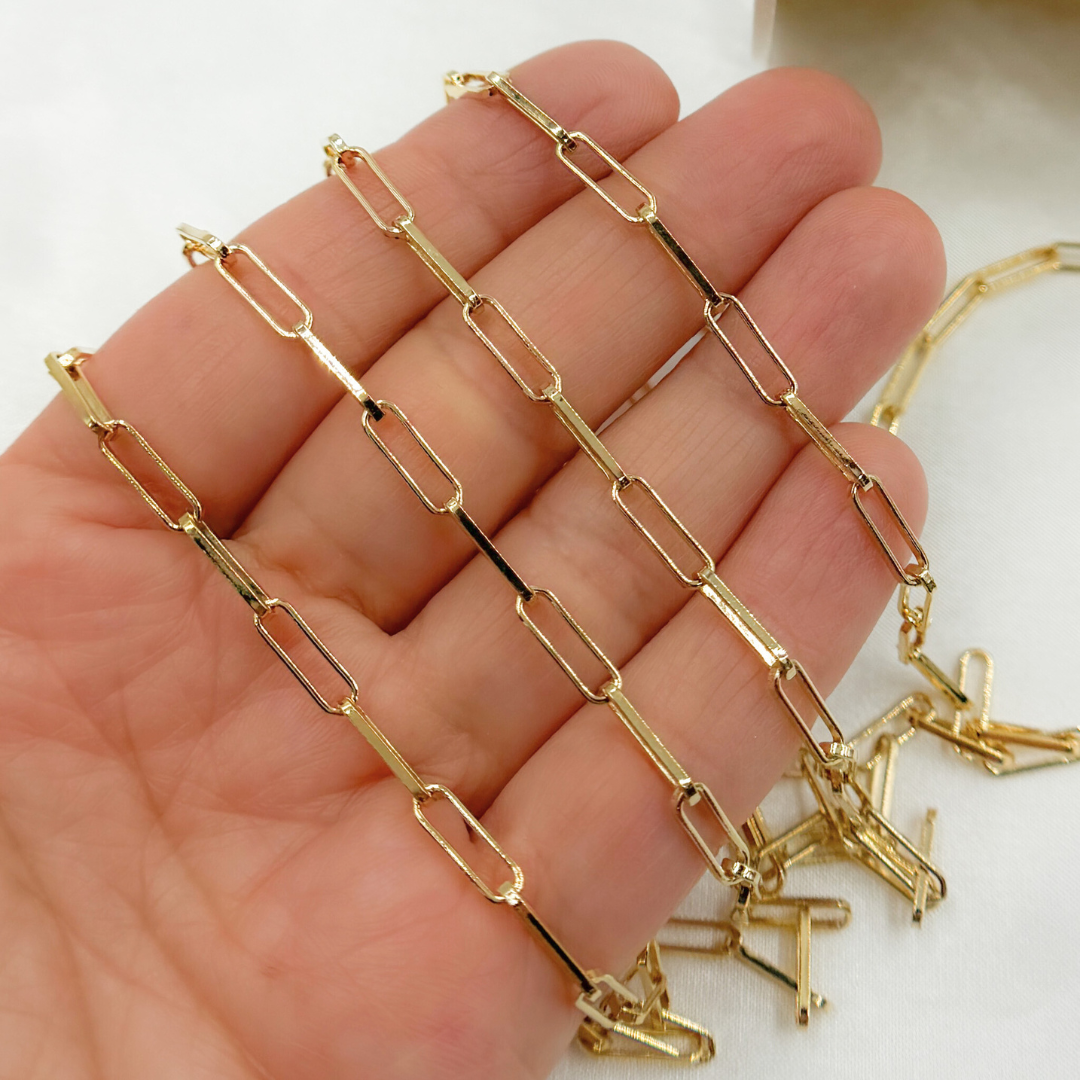 Gold Plated 925 Sterling Silver Flat Paperclip Chains
