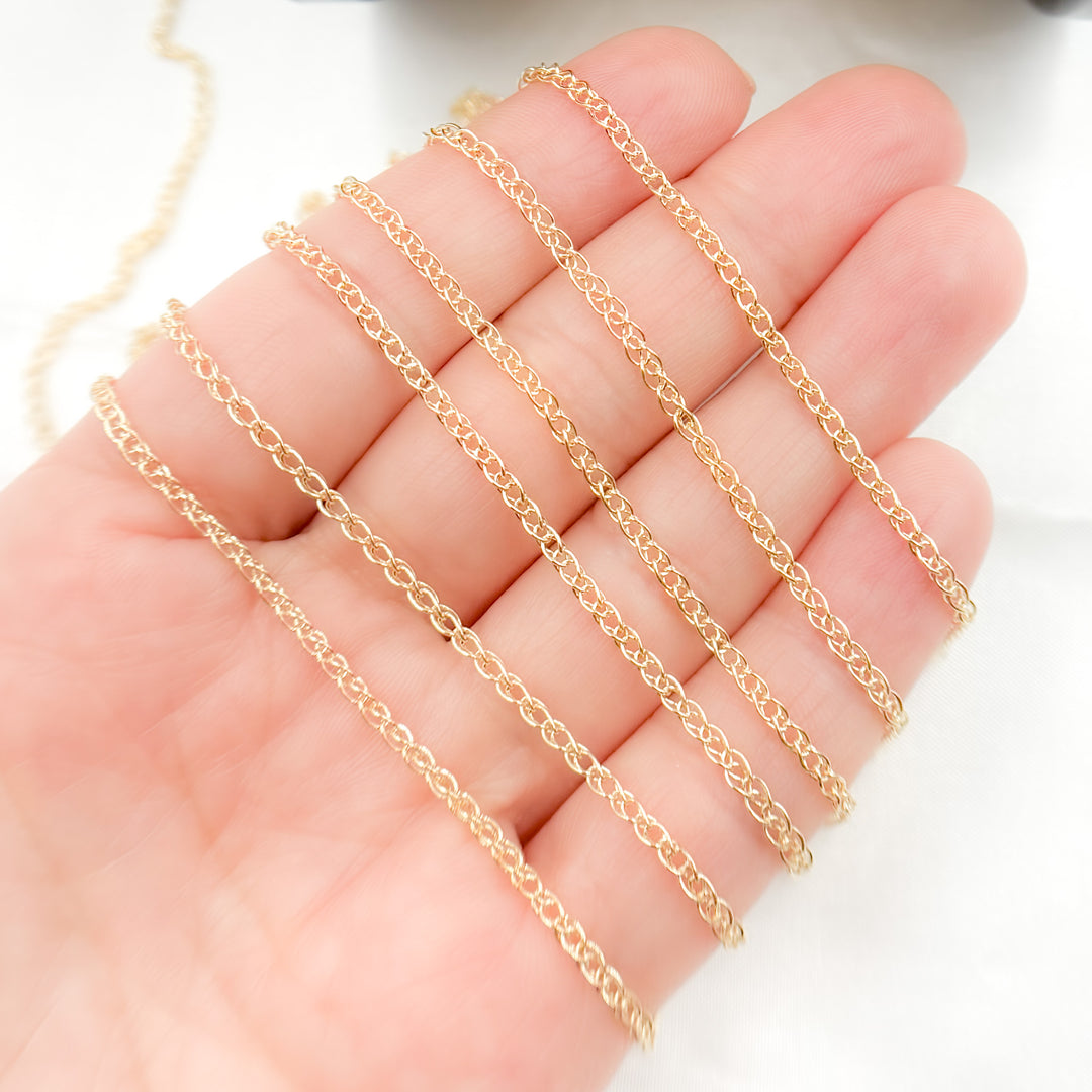 035SPLLGBYFT. 14K Solid Gold Wheat Chain