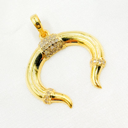 DP184. Diamond Sterling Silver Horn Pendant