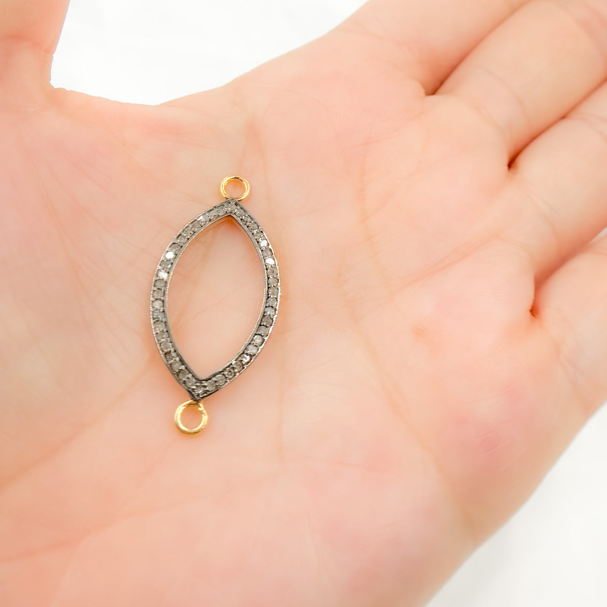 DC888. Diamond Sterling Silver Marquise Shape Connector