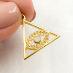 Load image into Gallery viewer, DC037. Diamond Sterling Silver Triangle Eye Pendant with Gemstone
