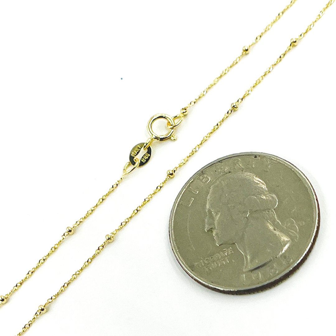 020GBLSIS4. 14K Solid Gold Wheat Satellite Chain