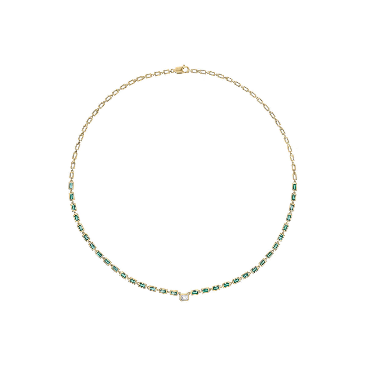 NFF70760. 14K Solid Gold Diamond Rectangle Necklace